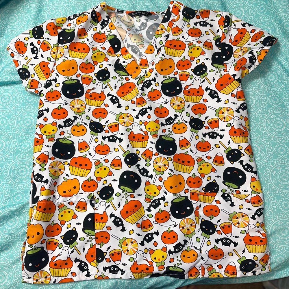 Halloween Women Scrub Top